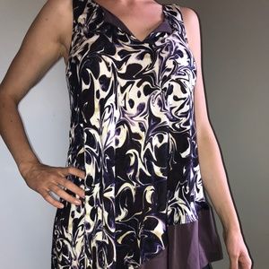 Simply Vera Vera Wang Sleeveless Purple Swirl Asymmetrical Tunic Dress